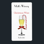 Festive Helgdag Vin-etiketter Fraktsedel<br><div class="desc">redot elegant Helgdag vin ger dig  att anpassa dig efter dina egna uppgifter. Bild av ett proaktivt glas av vin,  med rött båge,  på stjälken och candy cane på fälgen. Underbaren för ditt hem skapade vin. Anpassa om du vill ändra text färg eller stil.</div>