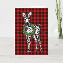 Festive Helgdag Zebra Holly-andedräkt | Röd buffel Kort