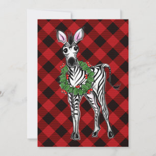 Festive Helgdag Zebra Holly-andedräkt Röd buffel Kort