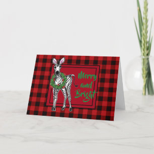 Festive Helgdag Zebra Holly-andedräkt Röd buffel Kort