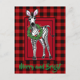 Festive Helgdag Zebra Holly-andedräkt | Röd buffel Vykort