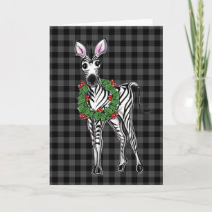 Festive Helgdag Zebra Holly-krans, grått-buffalo Kort