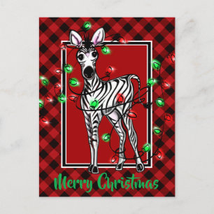 Festive Helgdag Zebra Holly-kransad Vykort