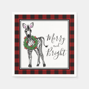 Festive Helgdag Zebra Holly wandebuffalo plaid Pappersservett