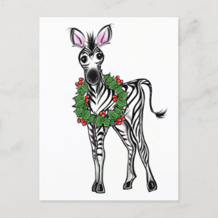 Festive Helgdag Zebra-illustration, bruna andedräk Helg Vykort