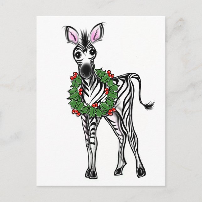 Festive Helgdag Zebra-illustration, bruna andedräk Helg Vykort (Framsida)