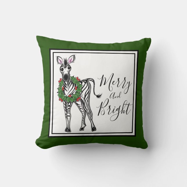 Festive Helgdag Zebra-illustration, bruna andedräk Kudde (Framsida)