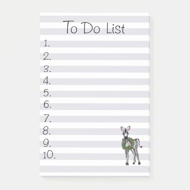 Festive Helgdag Zebra Illustration, Helgdag Zebra Post-it Block (Framsida)