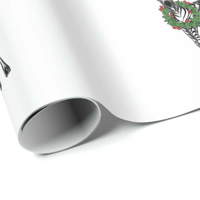 Festive Helgdag Zebra med Holly-andedräkt Presentpapper (Rullad Hörn)