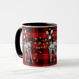 Festive Helgdag Zebra Red Black plaid ljus Mugg