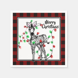 Festive Helgdag Zebra Red Black plaid ljus Pappersservett