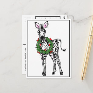 Festive helgdag Zebra Röd grönt Julafton andedrä Vykort