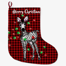 Festive Helgdag Zebra, twinkle light buffalo plaid