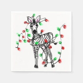 Festive Helgdag Zebra, twinkle ljus Pappersservett