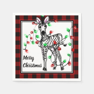 Festive Helgdag Zebra, Twinkle ljus, plaid Pappersservett