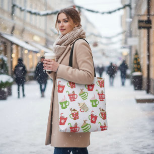 Festive Hett Drinks jul Helgdagar Mönster Tygkasse