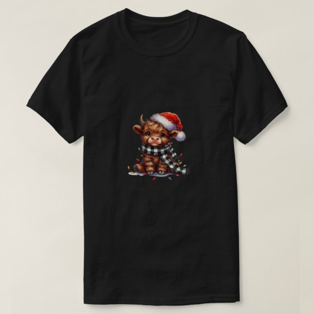 Festive Highland Cow Illustration T Shirt (Design framsida)