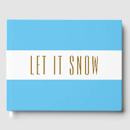 Festive Himlar Blue White Rand LÅT DET SNÖA Text Gästböcker