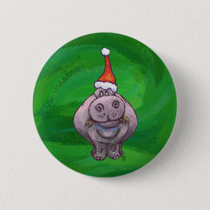 Festive Hippo på Grönt Knapp
