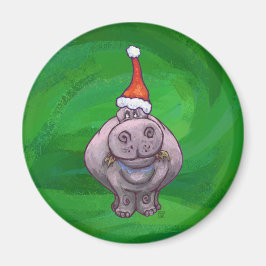 Festive Hippo på Grönt Magnet