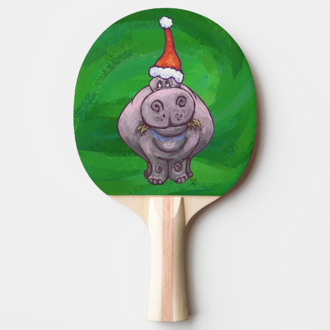 Festive Hippo på Grönt Pingisracket (Framsidan)