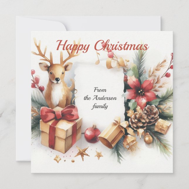 Festive Hjort Juldekorationer Julkort (Framsida)