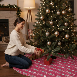 Festive Ho Ho Ho Chic jul-Helgdag Julgransmatta Borstad Polyester