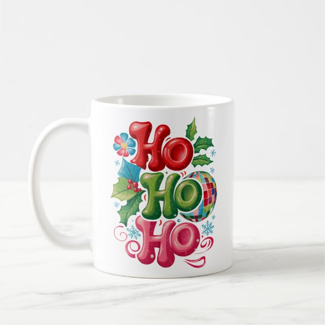 Festive Ho Ho Ho Disco-julet Tri-Blend Shirt Kaffemugg (Vänster)