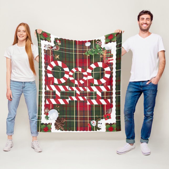 Festive "HO HO HO HO" jul Ull och Sherpa Blank Fleecefilt (På plats)