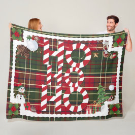 Festive "HO HO HO HO" jul Ull och Sherpa Blank Fleecefilt