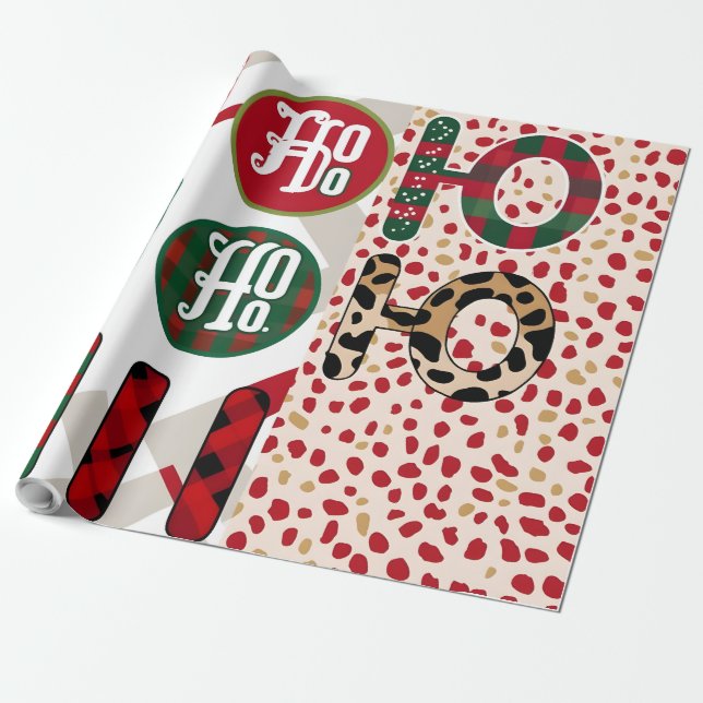 Festive "HO HO HO HO"-julafton Papper med Presentpapper (Utrullad)