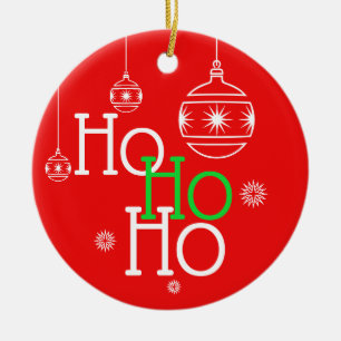 Festive Ho Ho Typography/Anpassningsbar Message Julgransprydnad Keramik