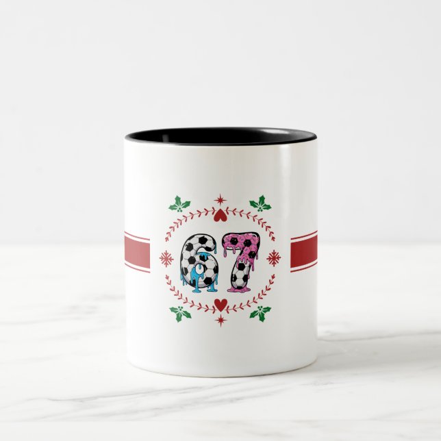 Festive Holiday 67 Soccer Ice Cream Drip Mug,  Två-Tonad Mugg (Center)