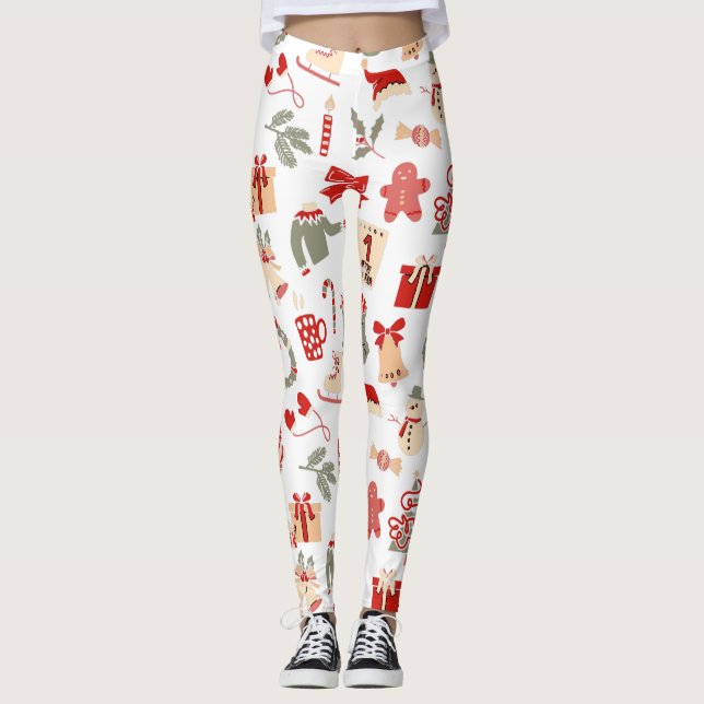 Festive Holiday Christmas Pants for Women Leggings (Framsida)