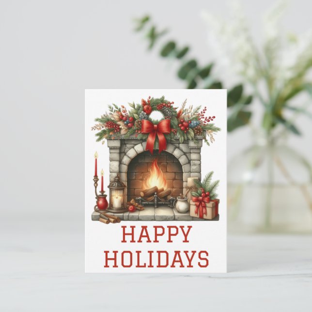 Festive Holiday Fireplace Card Julkort (Stående Fram)