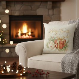Festive Holiday Gift and Cocoa Throw Pillow Kudde
