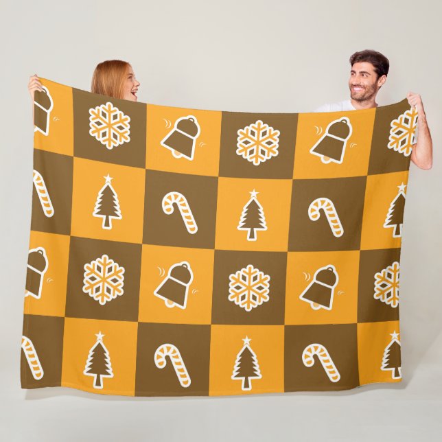 Festive Holiday Grid Pattern Fleecefilt (På plats)