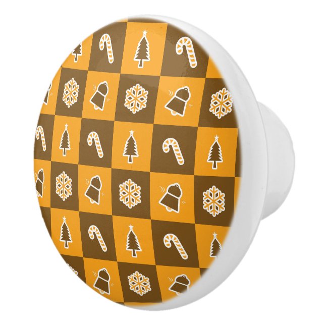 Festive Holiday Grid Pattern Knopp (Höger)