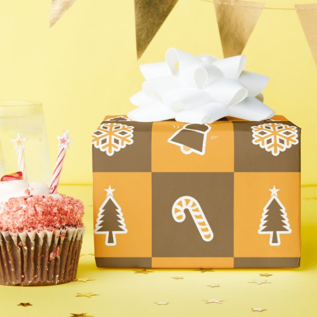 Festive Holiday Grid Pattern Presentpapper (Födelsedagsfest)