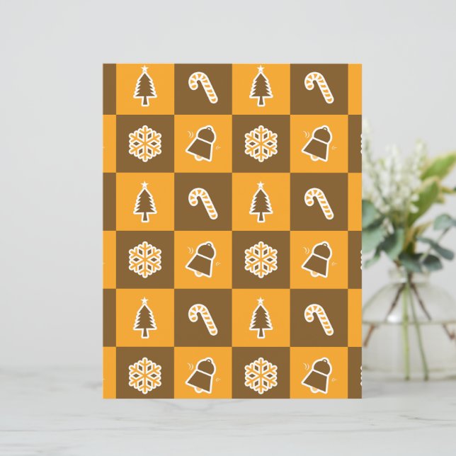 Festive Holiday Grid Pattern Scrapbook Paper (Stående Fram)