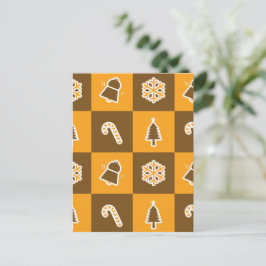 Festive Holiday Grid Pattern Vykort