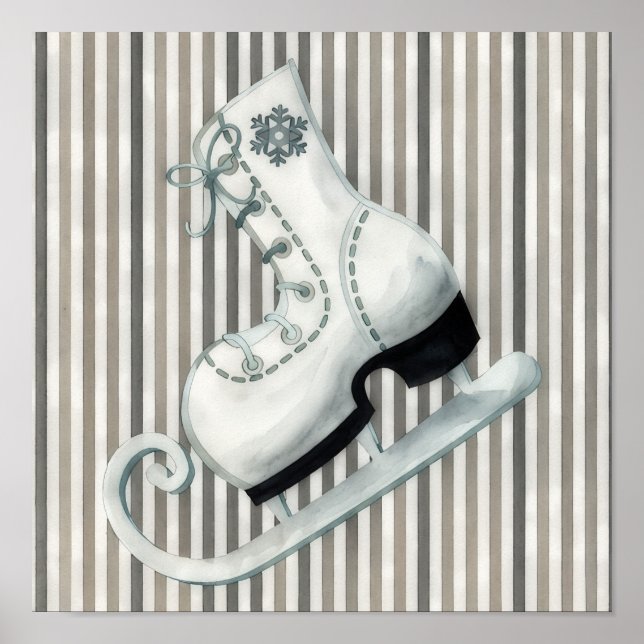 Festive Holiday Ice Skate Art Poster (Framsidan)