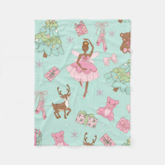 Festive Holiday Pastell Svart Ballerina Teddybjörn Fleecefilt