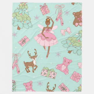 Festive Holiday Pastell Svart Ballerina Teddybjörn Fleecefilt