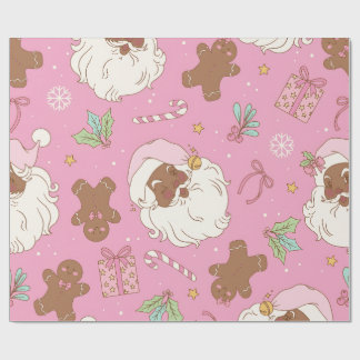 Festive Holiday Rosa Pastell Svart Tomte Presentpapper
