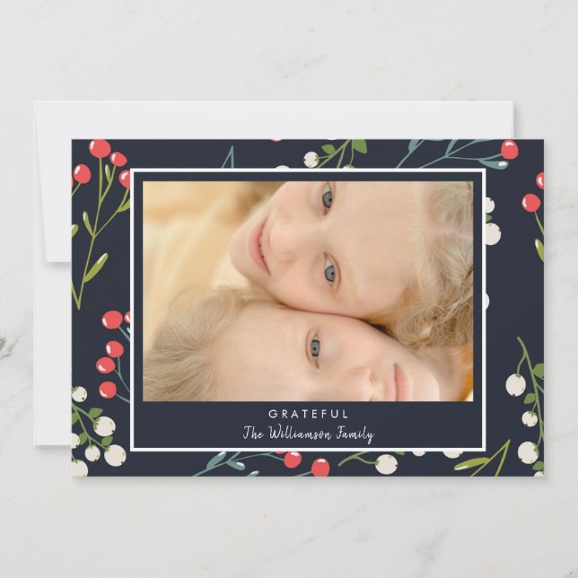 Festive Holly Berries Photo julkort (Framsida)