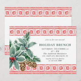 Festive Holly Berry CHRISTMAS HELGDAG BRUNCH Inbjudningar
