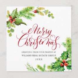 Festive Holly Berry Corporate jul Hälsning Julkort