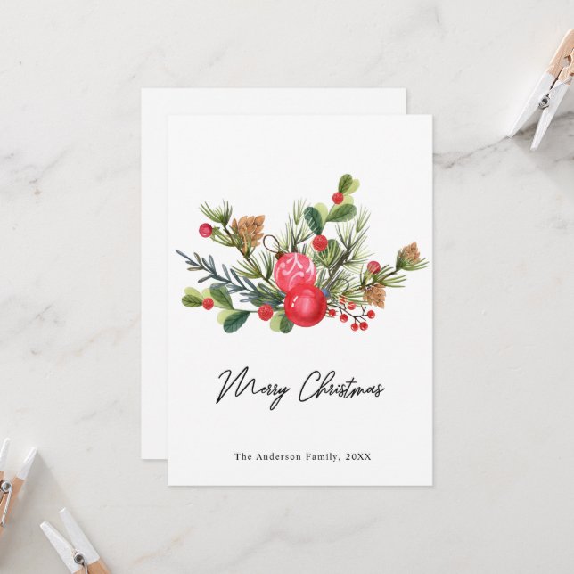 Festive Holly Berry God jul Greeting Card Inbjudningar (Fram/Back In Situ)