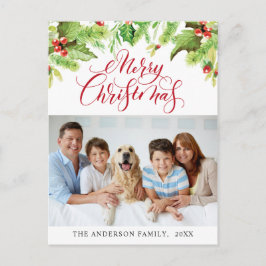 Festive Holly Berry God jul Helgdag PHOTO Vykort